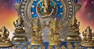 Ganesha and Laxmi Sitting on Lotus Brass Statue Indian Handcrafted Religious Sculpture of Ganesha and laxmiji - Product Image 3