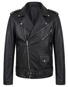 Men's Classic Real <b>Leather</b> <b>Biker</b> <b>Jacket</b> Genuine Cowhide Slim Fit Motorcycle Outerwear Asymmetric Zip Belted Coat Custom Color - Product Image 1