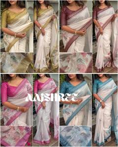 Blusa de trabajo de lentejuelas de posición de doble color de seda Saree Taspa con estampado Digital de nuevo patrón de diseñador indio para ropa de boda de mujer - Product Image 4