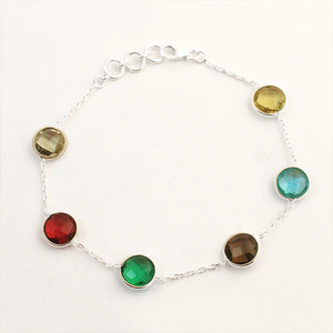 Hot bán 925 sterling Silver Chakra Vòng đeo tay handmade đa-đá Quý Chuỗi cho cô gái Món quà trang sức - Product Image 4