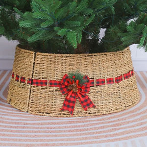 Elegant Seagrass <b>Christmas</b> <b>Tree</b> Collar Handwoven <b>Wicker</b> <b>Tree</b> <b>Skirt</b> High Quality OEM ODM Factory Wholesale - Product Image 5