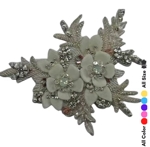 Nouvelle conception, broderie florale 3D faite à la main, strass, patch de mariage pour robe de soirée, décoration de robe de mariée - Product Image 5