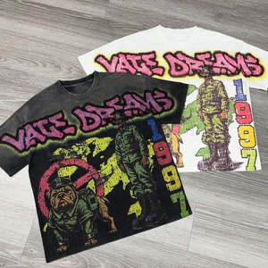 Camiseta de Hombre de Talla Americana, de Alta Calidad, Lavada al Ácido, 100% Algodón, Transpirable, Holgada, Ecológica, de Secado Rápido, de Manga Corta - Product Image 1