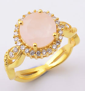 Anillo de Plata de Ley 925 chapado en oro y plata Vintage de estilo étnico de moda, Cuarzo Rosa Natural de alta calidad, circón, bodas, fiestas - Product Image 2