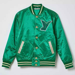 Chaqueta universitaria de satén de poliéster 100% más vendida, chaquetas de béisbol de satén al por mayor, chaquetas de moda de satén 2025 - Product Image 4