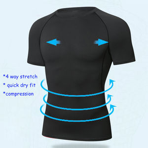 T-shirt de gymnastique à compression unisexe coupe-vent respirant Spandex/Nylon manches longues entraînement couche de base sport Fitness course à pied - Product Image 3