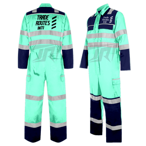 Hi-Vis Reflective Safety Clothing Set Industrial Workwear Crew Neck Bib Button-up <b>Overall</b> <b>Waterproof</b> Polyester Material Crew - Product Image 5