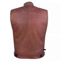 Gilet moto en cuir pour homme, col montant, fermeture éclair, noir uni, style hip-hop, écologique, vintage