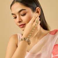 Bijoux ethniques authentiques pour femme, sertis de fleurs, style Kundan Hathpan, pour mariage, collection culturelle