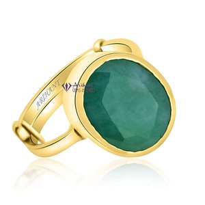 NOVAMART Fine Panchdhatu Emerald <b>Ring</b> with Rough Shape/Pattern Bezal Setting <b>Adjustable</b> <b>Size</b> by Arihant Gems and Jewels Wholesal - Product Image 1