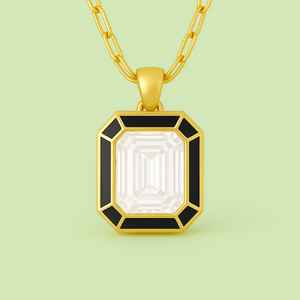 Pendentif minimaliste en or 14 carats fait à la main en cristal naturel serti de lunette en émail pour femme plaqué rhodium cadeau d'anniversaire - Product Image 2