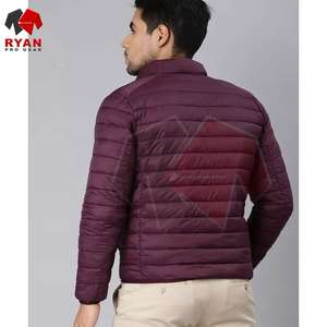 Doudoune d'hiver décontractée pour hommes avec fermeture à glissière à col montant Option logo personnalisé couleur unie - Product Image 4