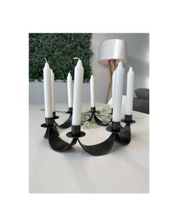 Beau bougeoir en fer à défilement avec design artistique forgé à la main pour les mariages traditionnels et les coins chauds de la maison - Product Image 6