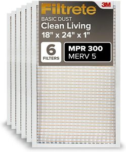 แผ่นกรองอากาศ Filtrete ขนาด 18x24x1 นิ้ว MERV 5, แพ็ค 6 ชิ้น สำหรับเครื่องปรับอากาศและเครื่องทำความร้อนในบ้าน, MPR 300 Basic Dust Defense - Product Image 3