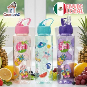 CASAMAX WL AD-1556A PE Plastic Travel Water <b>Bottles</b> 770ml with <b>Straw</b> Eco-friendly Durable Modern No Thermal Insulation - Product Image 1