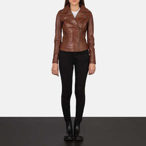 Autumn/Winter Flashback Brown Leather <b>Biker</b> <b>Jacket</b> with Fur Decoration Custom Logo Zipper Closure XL Size Casual Coat Style - Product Image 4