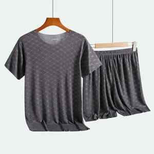 High Street Style Men's Summer Printed Ice Silk T-Shirt Set Casual dot print Short-Sleeved Top for <b>Autumn</b> Breathable Design - Product Image 4