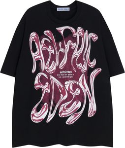 Streetwear T-shirt décontracté 100% coton solide motif avant Logo coupe ample tissu tricoté - Product Image 6