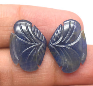 พลอยแซฟไฟร์สีน้ำเงินธรรมชาติรูปผีเสื้อแกะสลักแซฟไฟร์สีน้ำเงินไม่ผ่านการอบร้อนด้วยมือแกะสลักรูปทรงแฟนซีขนาด20X15มม. 16.45ซม. - Product Image 1