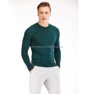 Haute qualité personnalisé Compression hommes Gym T-Shirt à manches longues vêtements de sport col rond solide tricoté 180 grammes en gros personnalisé - Product Image 4