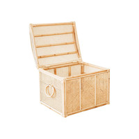Coffre de rangement unique en rotin de style bohème, boîte à jouets, panier de pique-nique tissé, vêtements de maison