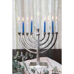 Candélabre en aluminium nickelé à 9 bras, fait main, style moderne, unique, pour mariage et Noël, en promotion - Product Image 1