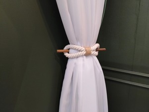 <b>Curtain</b> <b>tie</b> <b>backs</b> - White Cotton rope <b>tie</b> <b>for</b> <b>curtains</b> Ecological home decoration, stylish interior accessory - Product Image 4