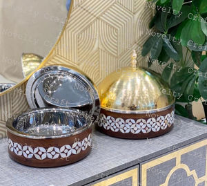 ฝาปิดสเตนเลสสตีลทำด้วยมือของแม่มุกหรูหราและมีสไตล์สำหรับการนำเสนออาหารที่ทนทาน - Product Image 3