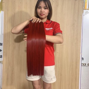Venta al por mayor de cabello humano liso de hueso BundlesSuper doble dibujado cabello virgen color rojo Super doble dibujado cabello crudo - Product Image 2