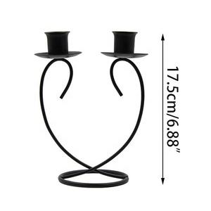 Bougeoir en fil métallique à deux têtes en forme de coeur Décoratif Tendance Design Impressionnant Décor de table d'éclairage Bougeoir à deux têtes en vrac - Product Image 2