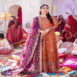 ชุดแต่งงาน3ชิ้นสุดหรูจากนักออกแบบปากีสถานคอลเลกชันผ้าชิฟฟ่อนศิลปะชุด Hohomro Salwar Kameez - Product Image 4