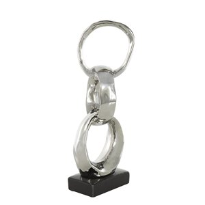 Anillos de metal de aluminio La escultura abstracta con base negra es una pieza decorativa probablemente diseñada para la escultura pulida moderna del hogar - Product Image 5