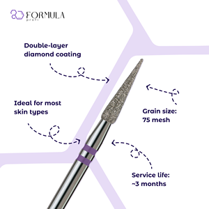 ดอกสว่านเจียรเล็บสแตนเลสคุณภาพสูง รุ่น Formula Profi ขนาด 2.5 มม. สีม่วง PRO พรีเมียม สำหรับทำความสะอาดหนังกำพร้า  พร้อมโลโก้สั่งทำได้ - Product Image 2