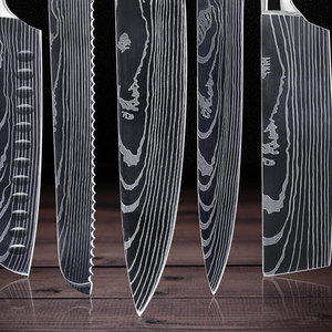 Ensemble de couteaux de chef en acier Damas faits à la main, fabrication personnalisée de haute qualité, couteau de cuisine de nouvelle conception, étui en cuir, huit pièces - Product Image 6