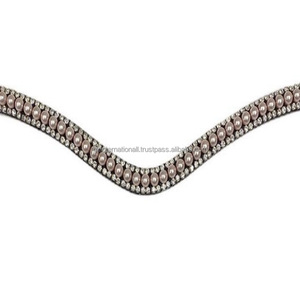 Chaîne personnalisée Artemis Equine en perles et cristaux, diamantée, en cuir noir ou marron, pour front de cheval, avec boucles à pression réglables - Product Image 6