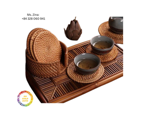 Posavasos de ratán Natural ecológico tejido a mano posavasos redondo resistente al calor posavasos para bebidas y tazas - Product Image 5