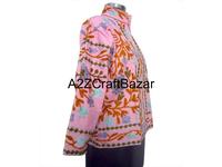 Chaqueta Bomber de Punto para Mujer, Invierno, con Bordado Suzani Indio, Patrón Floral, Tela de Pato, Relleno de Algodón