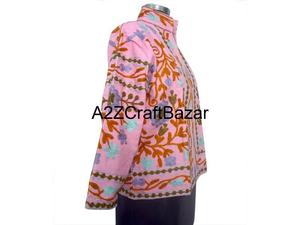 Women's Winter Jacket With Indian Suzani Embroidery Floral Pattern Duck Fabric Cotton Filled <b>Coat</b> With Robe Gift For Her - Product Image 4