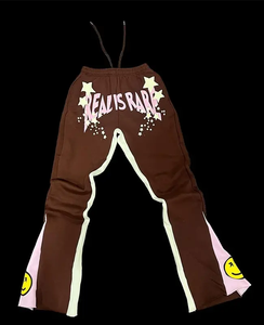 กางเกงโอเวอร์ไซส์สำหรับผู้ชายพิมพ์ลาย3D ผ้าฟลีซกางเกงขาบานแบบเรียงซ้อนสำหรับชายและหญิง - Product Image 5