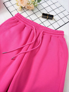 Conjunto de 2 piezas personalizado para mujer superventas, pantalones de chándal con capucha y cordón de hombro caído de alta calidad, chándales estampados de talla grande - Product Image 4