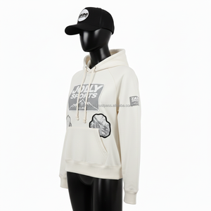 Sudadera con capucha para mujer, premium, 320GSM, algodón y poliéster, tela suave, color blanco, logotipo personalizado con serigrafía, sudaderas básicas para mujer - Product Image 4