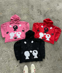 Fabricant de sweat à capuche imprimé en 3D style Y2K avec impression en mousse pour hommes 100% polyester polaire ourlet brut sweats à capuche courts - Product Image 4