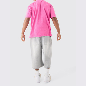 Camiseta extragrande 100% de algodón personalizada para hombre, talla grande, lavado ácido con logotipo estampado de patrón sólido, corte grande y alto - Product Image 5