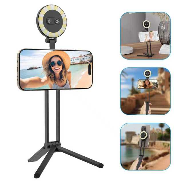 Strong Magnetic Aluminum Alloy Selfie Stick for iPhone Android Portable Travel Tripod Remote Control 360 Adjustable for Video