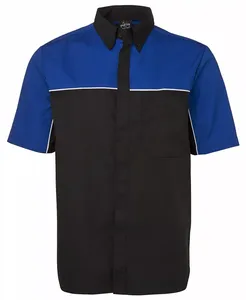 Chemise de travail personnalisée 100% coton pour hommes, uniforme de mécanicien automobile boutonné avec poches, vêtements de travail de technicien à manches courtes - Product Image 5
