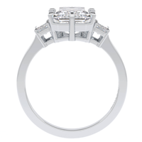 Bague de fiançailles à trois pierres, diamant de laboratoire de 2,5 carats, taille émeraude, certifié IGI, or massif 14 carats pour femme, bijoux de fête