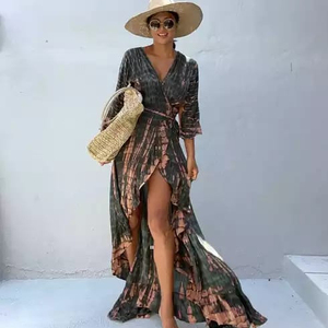 Kimono Hippie de manga larga para mujer, Kimono Sexy con estampado Tie-Dye para playa, 2021 - Product Image 1