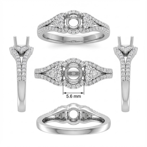 Fabricant chinois de bijoux Bague de fiançailles en or blanc massif 18 ct de qualité supérieure avec diamant véritable rond semi-monté pour femmes - Product Image 5