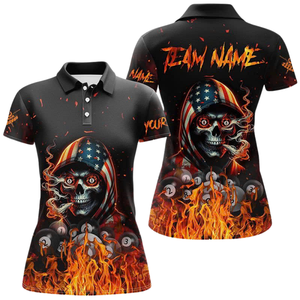 Polo d'Halloween avec impression de lueur de crâne de sublimation, fournisseur de bas quantité minimale de commande direct d'usine bon marché - Product Image 1