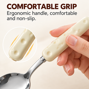 Juego de Cubiertos de Acero Inoxidable 304 Estilo Japonés con Mango de Queso, Juego de 5 Piezas de Cuchillo, Tenedor y Cuchara para el Hogar, Restaurante y Postre - Product Image 4